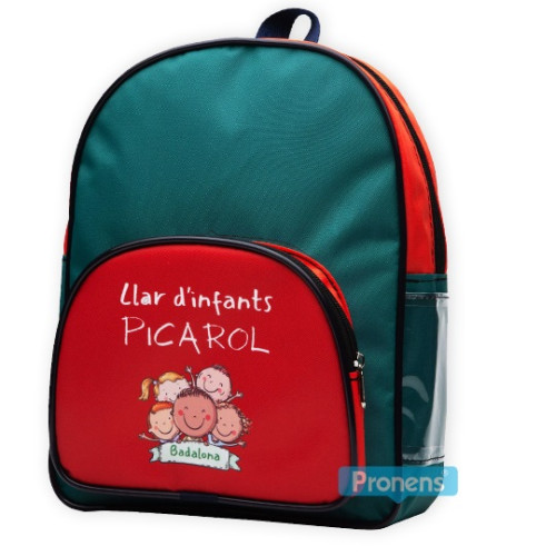Fabricante Mochilas escolares de nylon personalizadas con bolsillo exterior para Llar d'infants Picarol