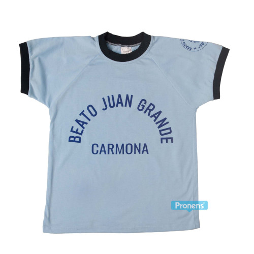 Fabricante de camisetas escolares de algodón con manga corta raglan personalizadas para uniformes escolares de colegios y clubs deportivos.