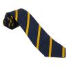 Fabricant textile de cravates scolaires personnalisées bleu marine avec bande jaune
