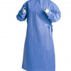 Disposable isolation gown made of waterproof and resistant non-woven fabric. With full back