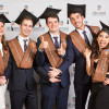 Fabricante bandas de graduación de fieltro con logo bordado - Banda graduación fieltro marrón