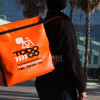 Sac à dos de livraison orange personnalisé par le fabricant 45x45x45 mesure sac à dos Glovo étendu