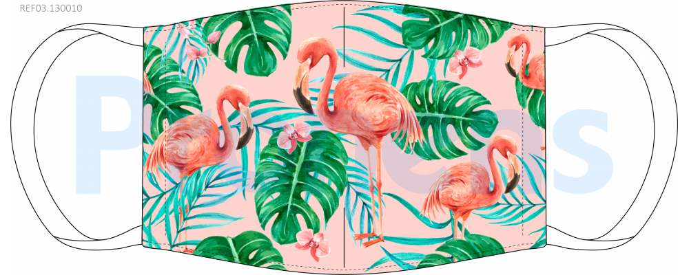 Masque barrière lavable imperméable Tropical Flamingo Réf.03.130010 - AFNOR SPEC S76-001