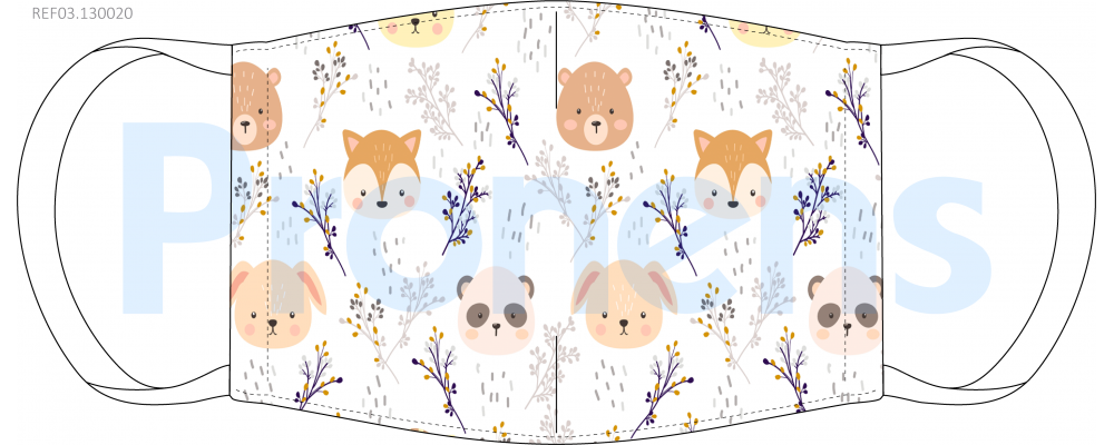 Masque barrière lavable imperméable enfant Animaux Réf.03.130020 - AFNOR SPEC S76-001