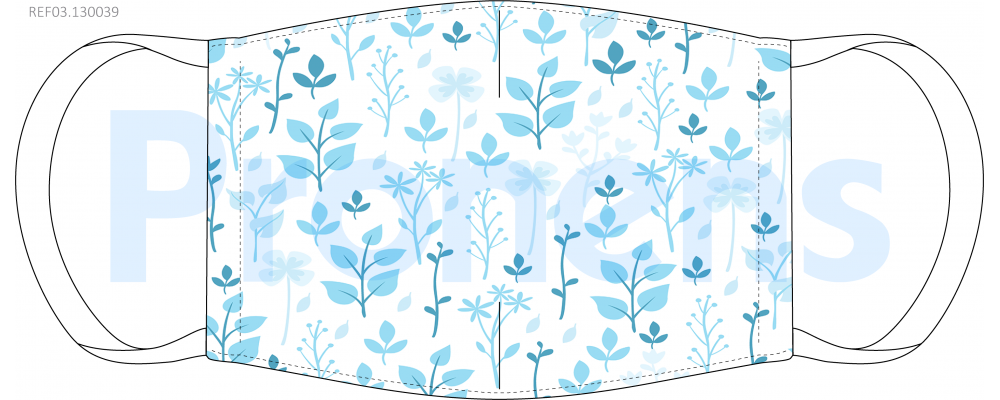 Masque barrière lavable réutilisable fleurs blanch Ref.03.130039 - AFNOR SPEC S76-001 