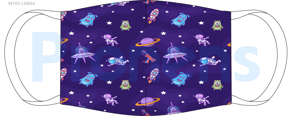 Masque barrière lavable impermeable enfant Extraterrestres Réf.03.130044 - AFNOR SPEC S76-001