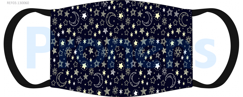 Face Covering mask reusable CWA17553 Ref.03.130060 black stars