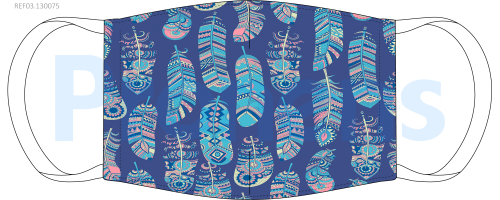 Masque barrière Boho bleue Réf.03.130075 - AFNOR SPEC S76-001