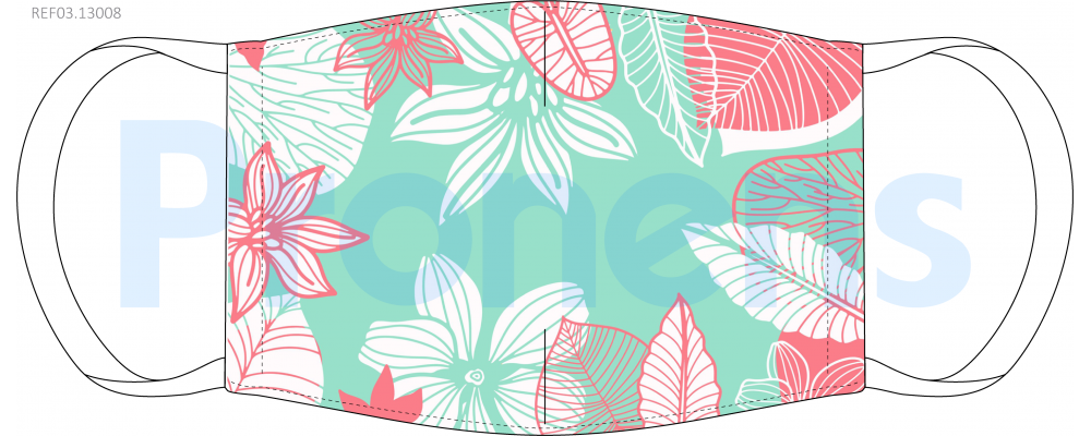 Manufacturer of Face Covering mask CWA17553 Ref.03.13008 green flowers
