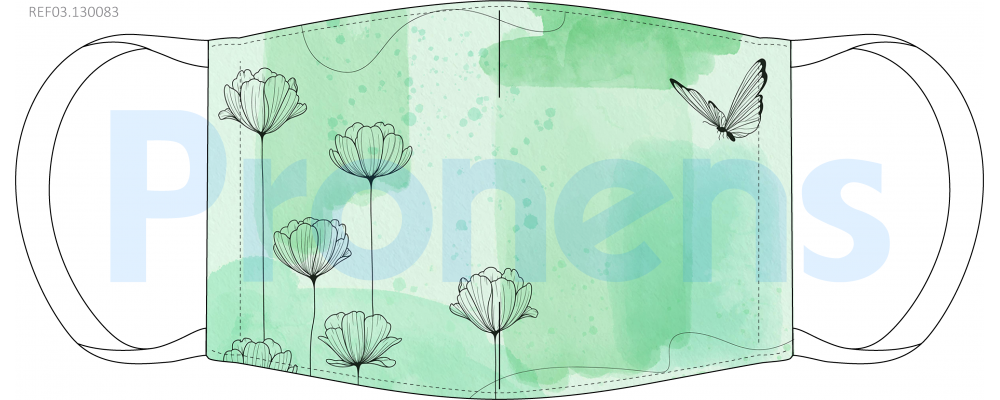 Masque barrière Papillon vert Réf.03.130083 - AFNOR SPEC S76-001