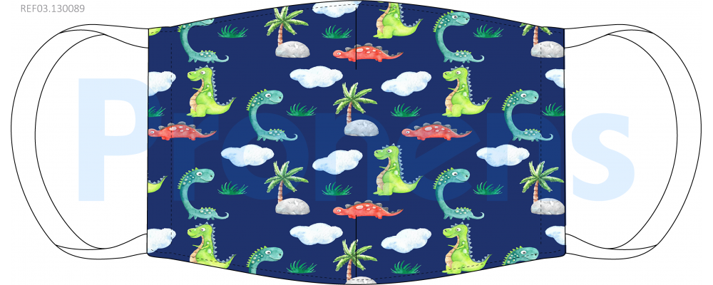 Masque barrière lavable enfant Dinosaures Réf.03.130089 - AFNOR SPEC S76-001