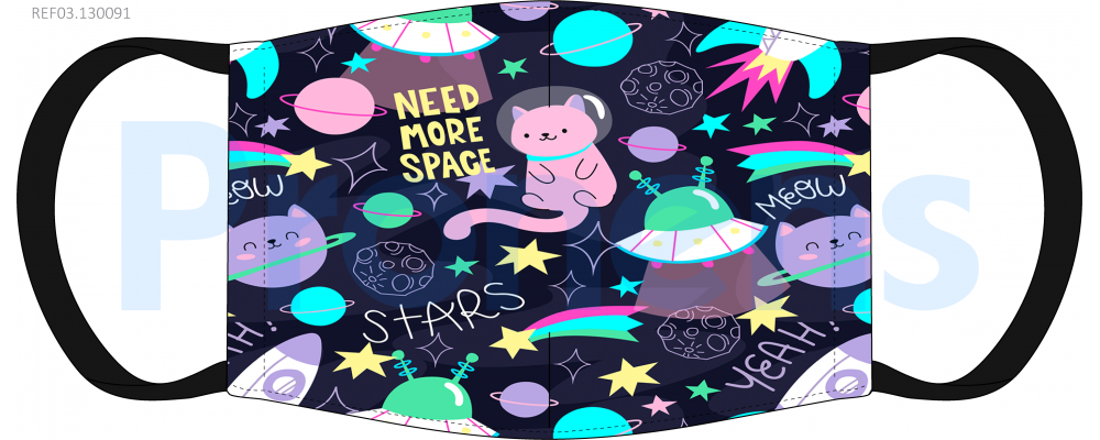 Face Covering mask washable for children CWA 17553 Ref.03.130091 space cats