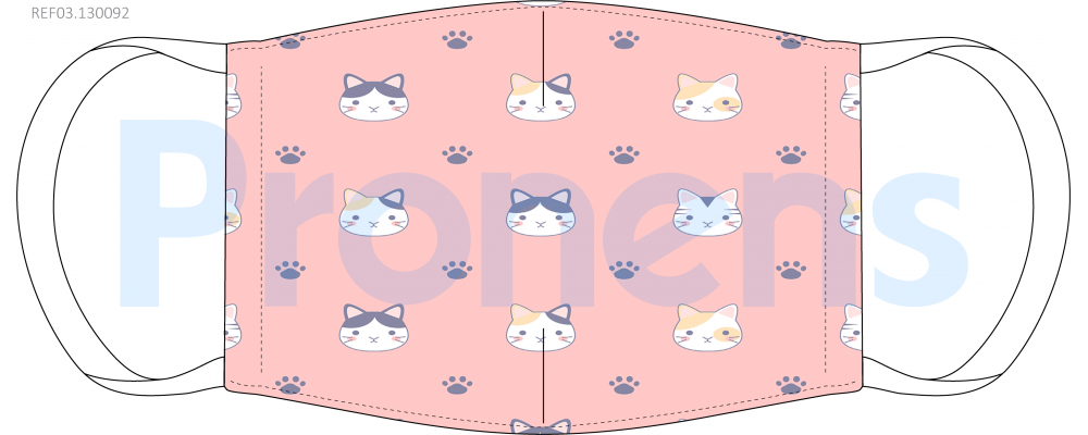 Masque hygiénique lavable enfant Chats rose Réf.03.130092 - AFNOR SPEC S76-001