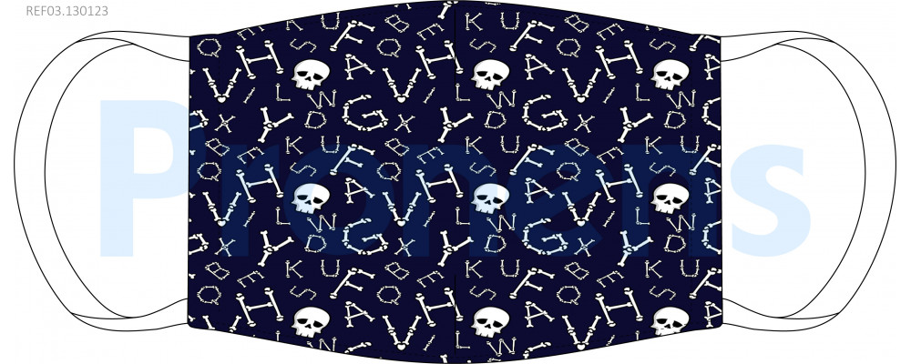 Face Covering mask CWA 17553 Ref.03.130123 skull letters