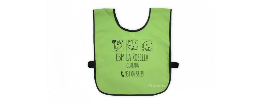 Fabricante peto identificativo escolar infantil verde pistacho EBM La Rosella - Petos idetificativos personalizados Pronens