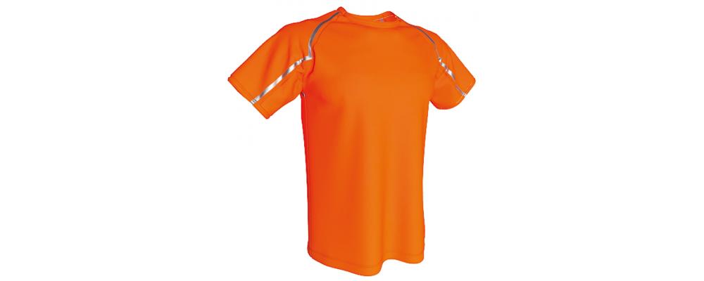 camiseta técnica deportiva Reflectante personalizada naranja flúor