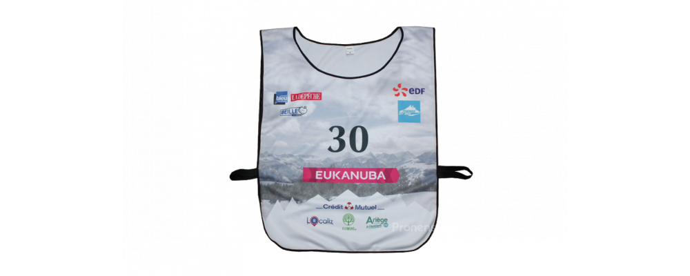 Dossard chasuble de ski personnalisés avec élastiques sur les côtés pour The Pyrenees Edf Race