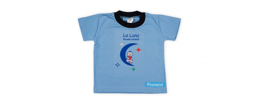 Camiseta infantil escolar con cuello contrastado - uniformes guardería escuela infantil Pronens