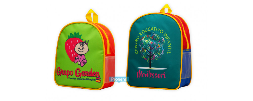 Comparativa tamaños modelos mochilas escolares personalizadas para guardería escuela infantil