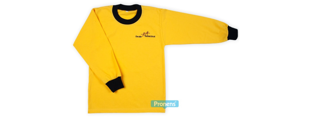 Fabricante camiseta escolar manga larga amarilla con elásticos contrastados - Uniformes escolares camisetas manga larga Pronens