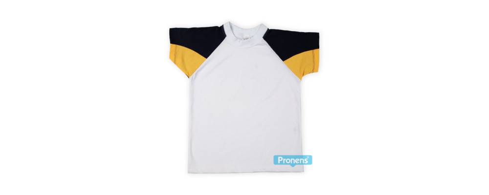 Camiseta blanca mangas ranglan bicolor - Fabricante uniformes escolares y camisetas escolares personalizadas