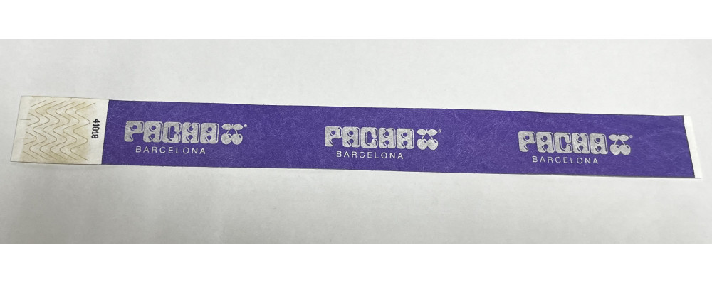 Fabricante de pulseras económicas papel irrompible Tyvek personalizadas para control de acceso de discotecas pacha color lila