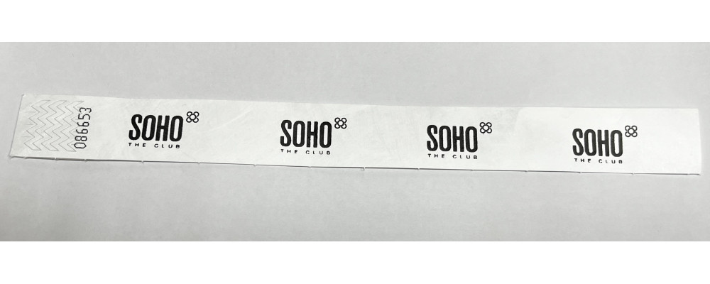 Fabricante de pulseras económicas papel irrompible Tyvek personalizadas para control de acceso en sala VIP discotecas Soho