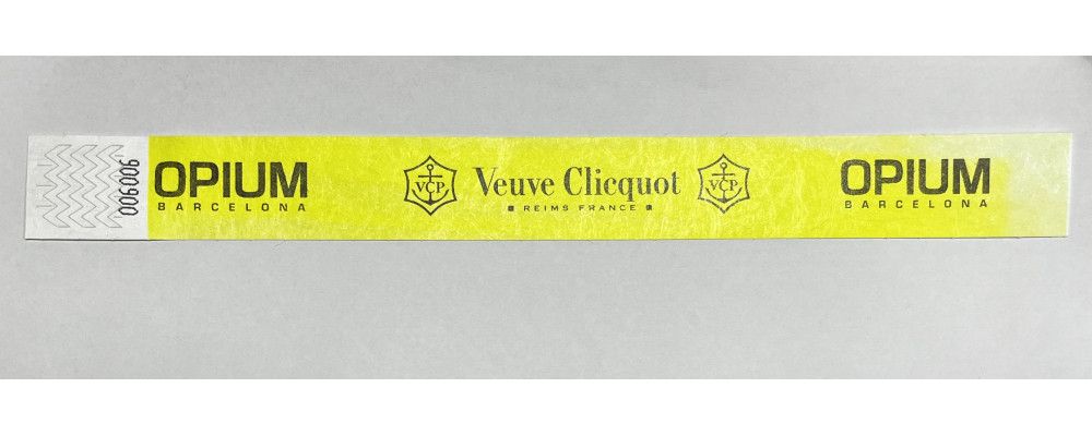 Fabricante de pulseras económicas papel irrompible Tyvek personalizadas para control de acceso en discotecas Opium - color amarillo