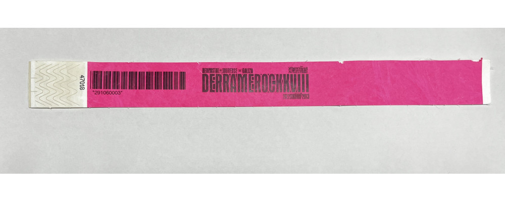 Fabricante de pulseras económicas papel irrompible Tyvek personalizadas para control de acceso de conciertos derrame rock