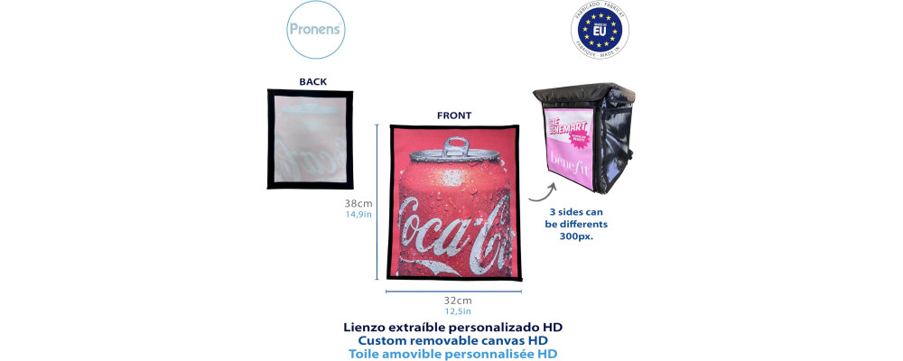Mochila delivery isotérmica con Lienzo Publicitario Extraíble personalizado