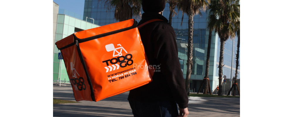 Sac à dos de livraison orange personnalisé par le fabricant 45x45x45 mesure sac à dos Glovo étendu