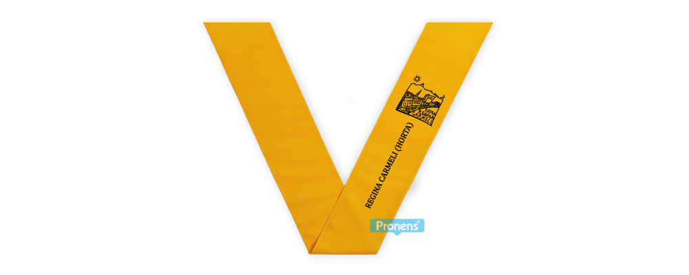 Fabricante Becas bandas graduación personalizadas de tela Amarillo para colegios y universidades para Colegio Regina