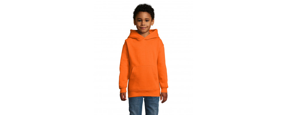 Fabricante textil de sudadera capucha canguro personalizada para colegios - naranja