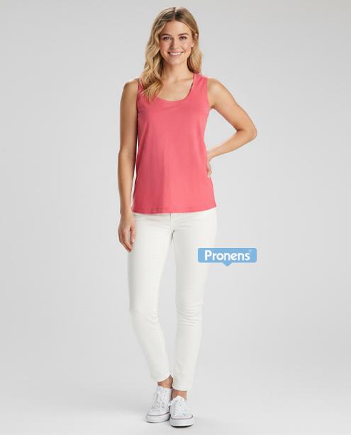 camiseta tirantes anchos espalda recta mujer pronens