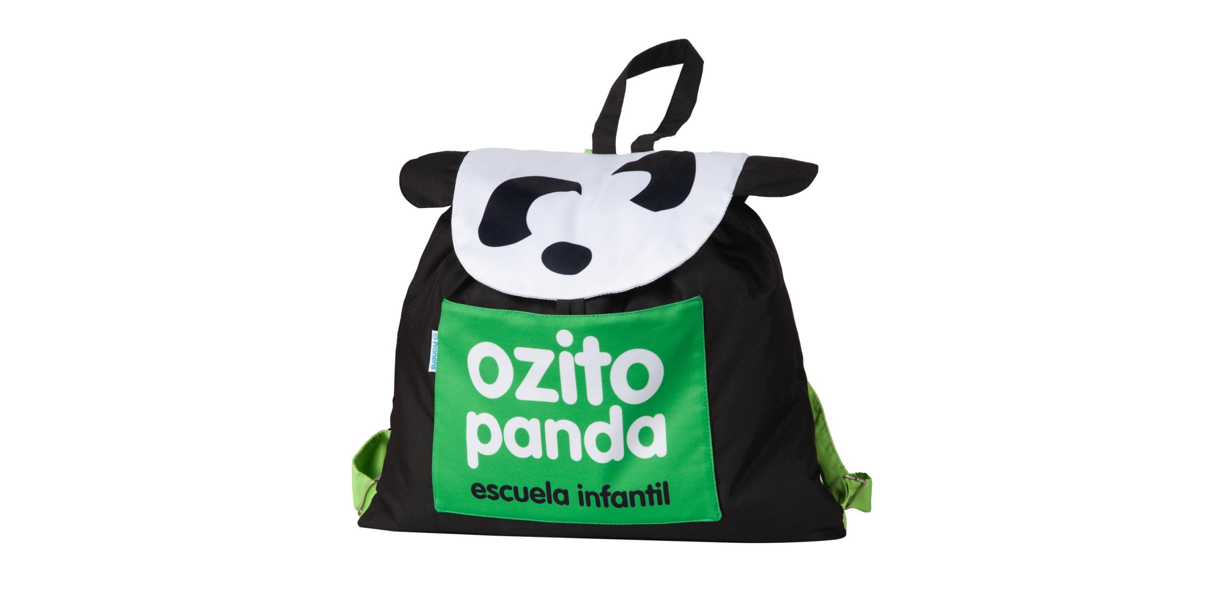 Fabricante mochila de tela acolchada personalizada de colegios y guarderías para escuela infantil ozito panda