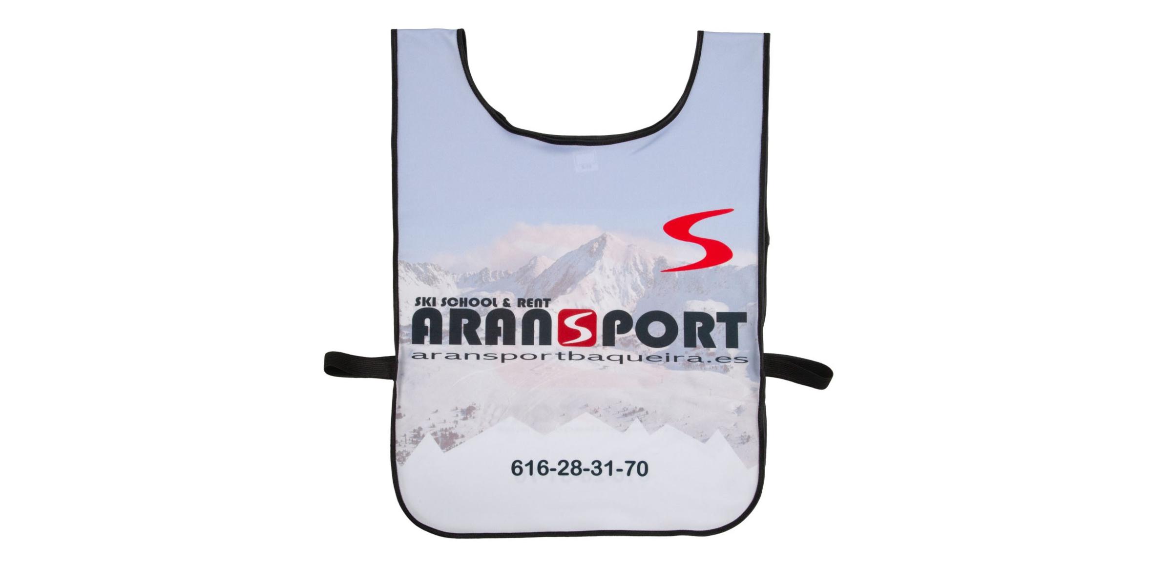 Fabricante de petos de esquí personalizados abiertos con goma elástica lateral para Escuela esquí aransport Baqueira