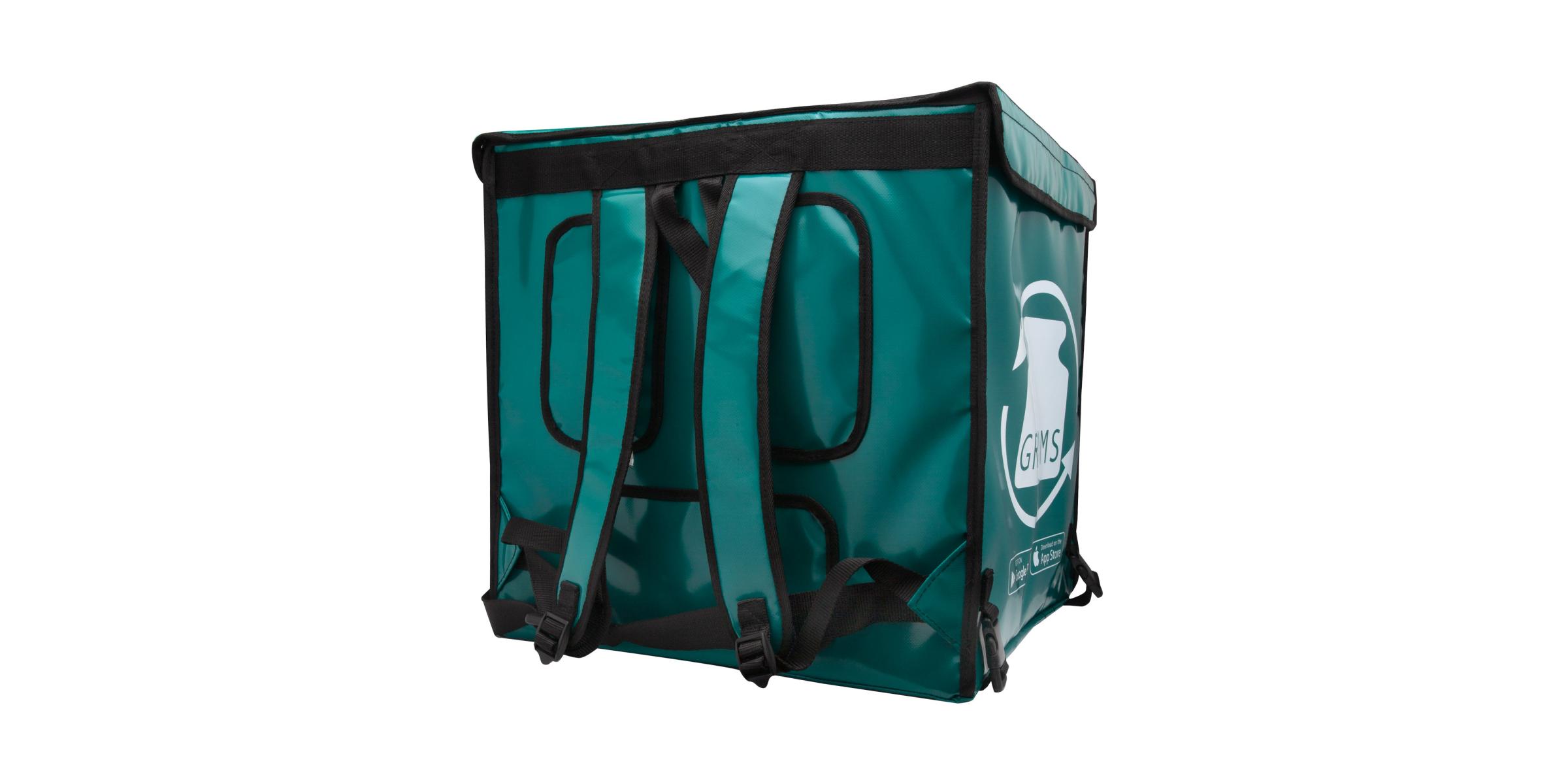 Fabricant motxilles smart delivery personalitzades per a la repartició de paqueteria - Smart delivery bag Grams - revers