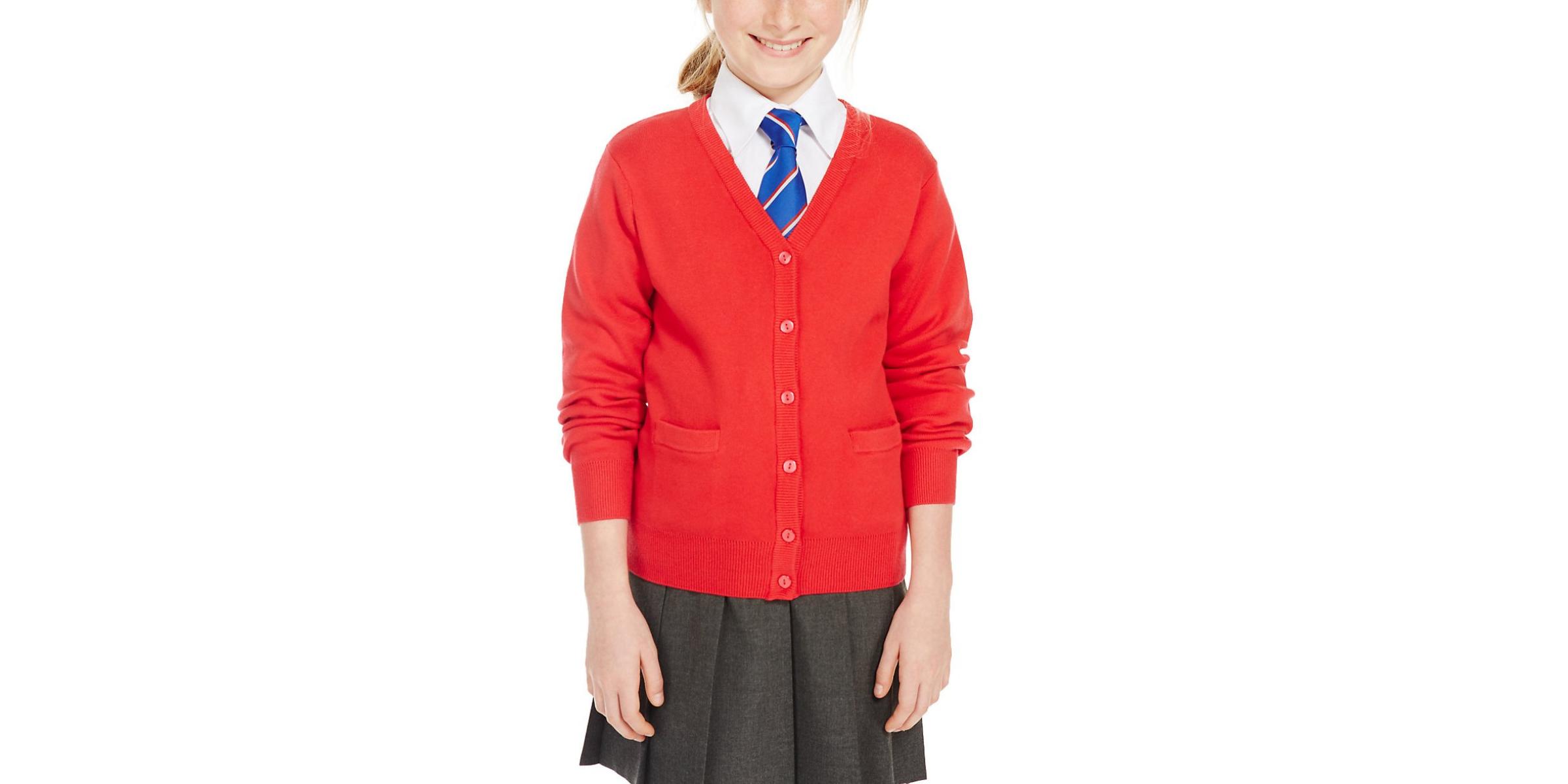 School cardigan jersey manufacturer for school uniform red color.