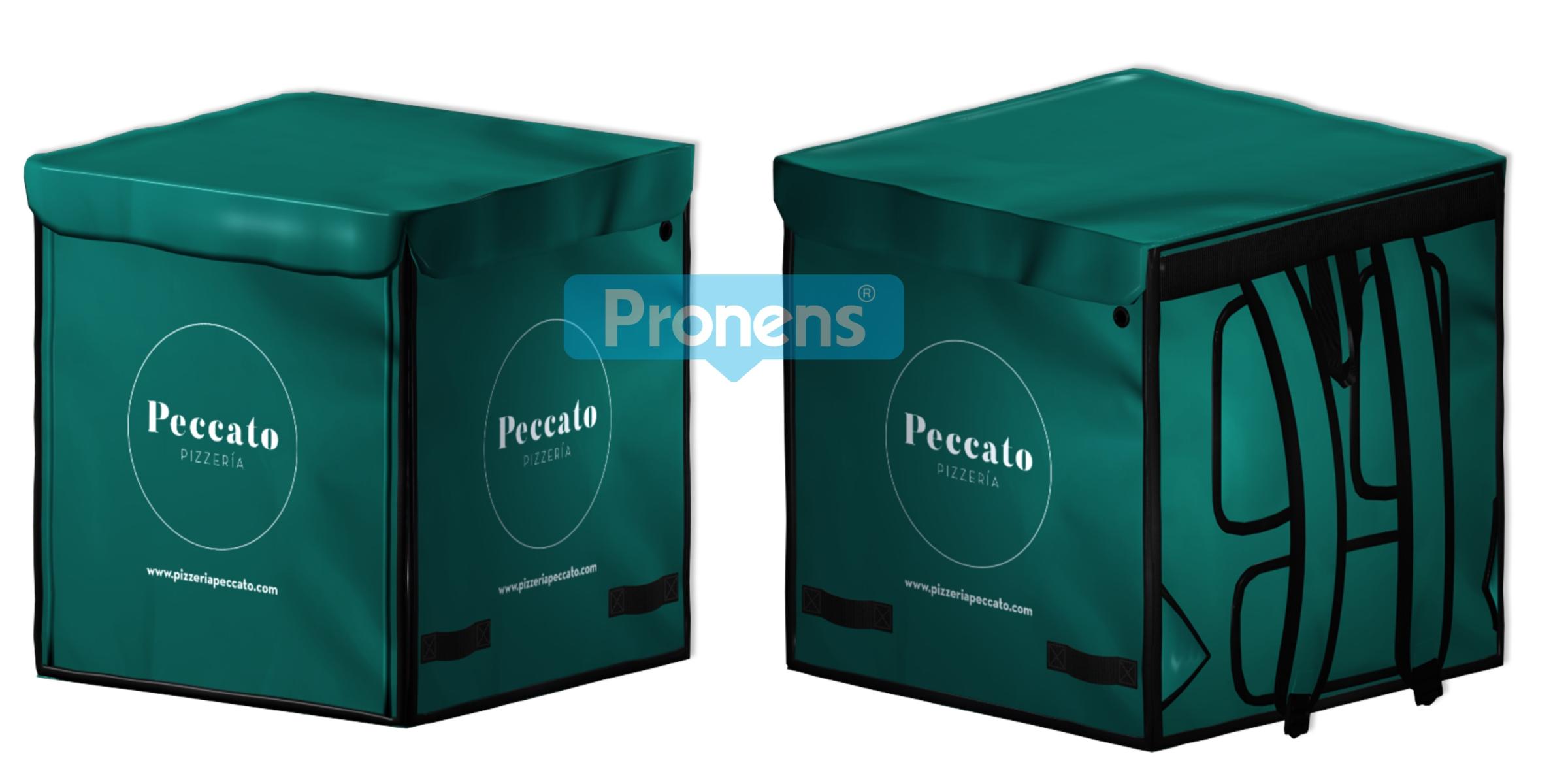 Motxilla tèrmica delivery bag personalitzada repartiment a domicili pizzes per a Pizzeria Peccato