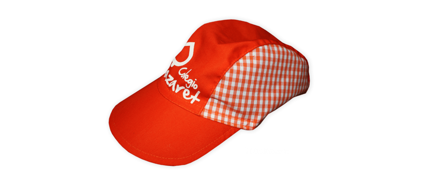 Fabricante de gorras escolares infantiles de tela personalizadas para colegios, escuelas infantiles y guarderías - Gorras escolares vichí naranja  Pronens