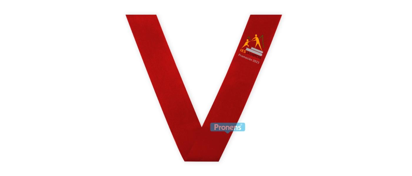 Scholarship custom graduation sash printed in four colors red felt 220 for IES La Cabrera