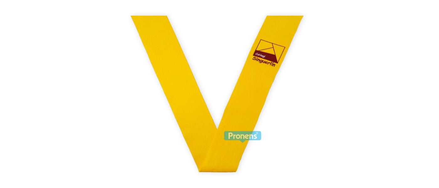 Scholarship band personalized graduation embroidered yellow felt 206 for Singuerlín School.