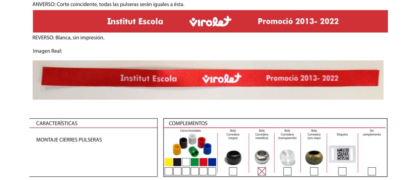 Polsera de tela personalitzada i regulable per a Escola Virolet