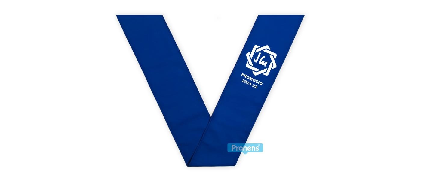 Fabricante Becas bandas graduación personalizadas de tela Azul Royal para colegios y universidades para Colegio Jesús María