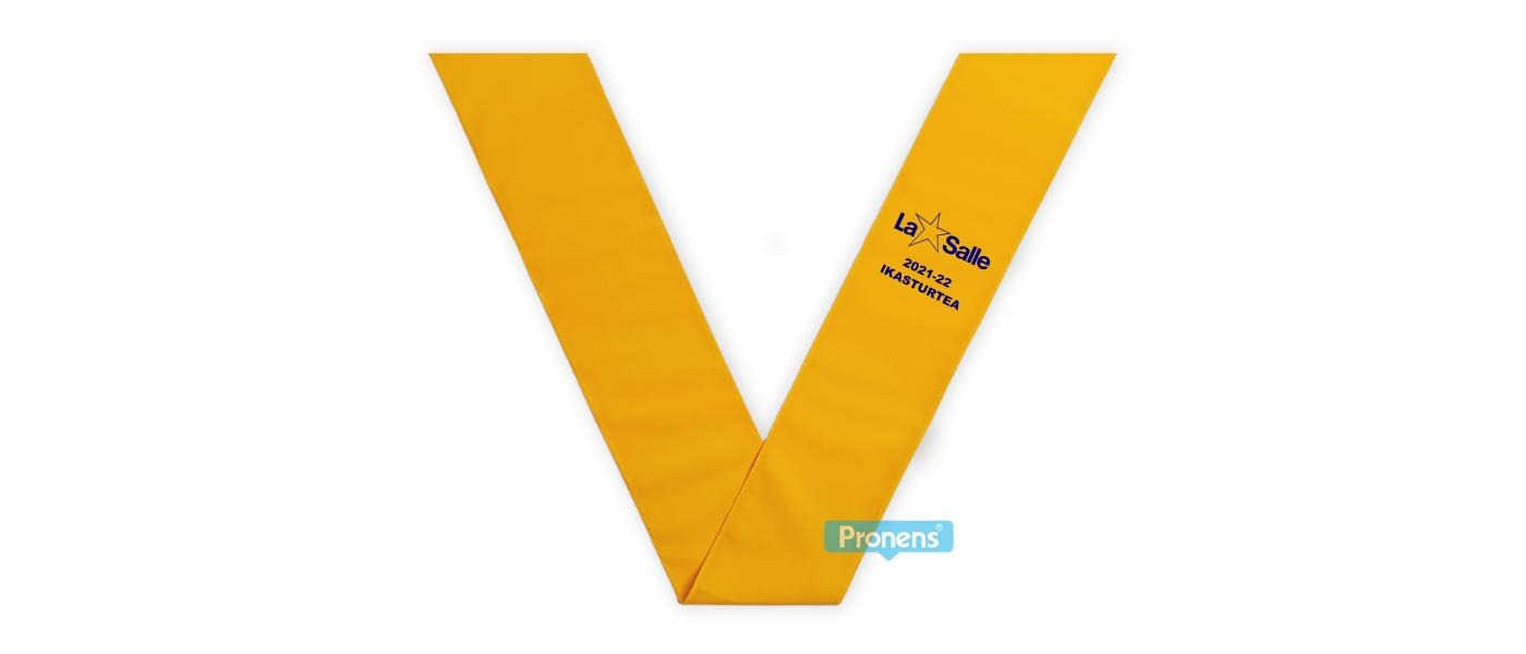 Fabricante Becas bandas graduación personalizadas de tela Amarillo para colegios y universidades para Colegio La Salle