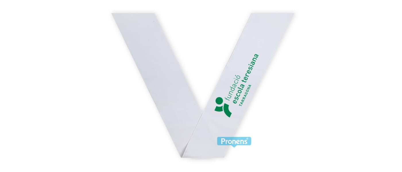 Fabricante Becas bandas graduación personalizadas de tela Blanca para colegios y universidades para Colegio Teresianas