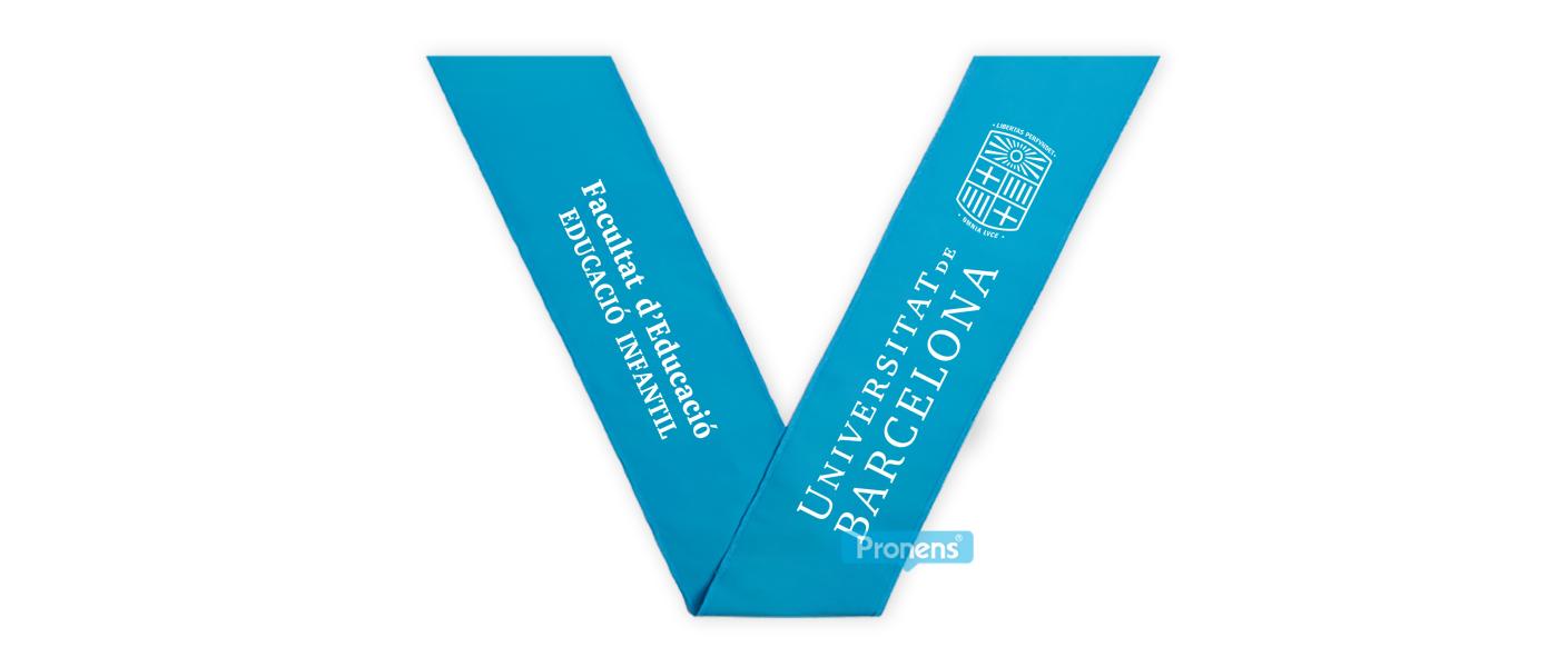 Fabricante Becas bandas graduación personalizadas de tela Turquesa para colegios y universidades para Universitat de Barcelona Educació