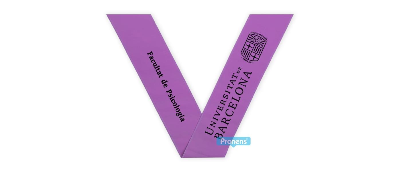 Fabricante Becas bandas graduación personalizadas de tela Morado para colegios y universidades para Universitat de Barcelona Psicología