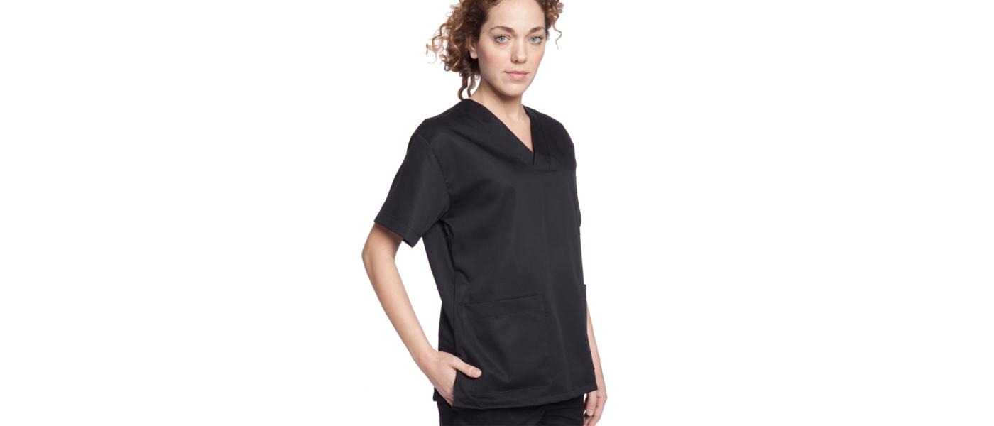 Fabricant de bata sanitària unisex personalitzada per a infermeres i personal sanitari - model negre