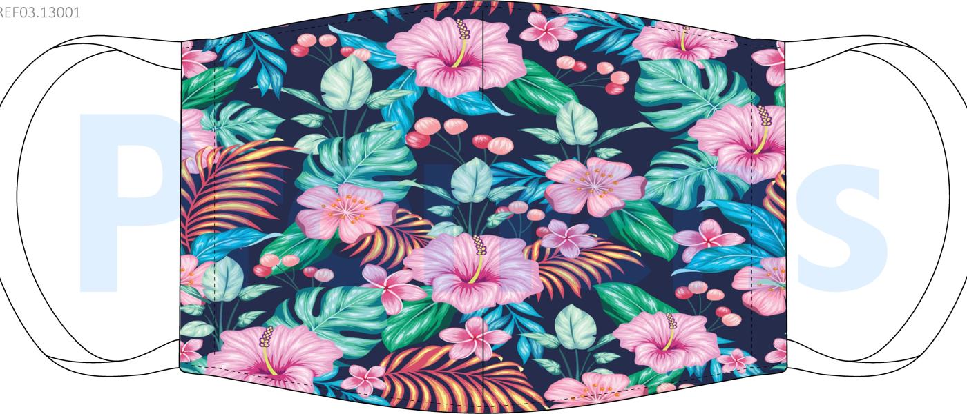 Washable hygienic floral mask Ref.03.13001 - Pronens UNE0065 hygienic masks